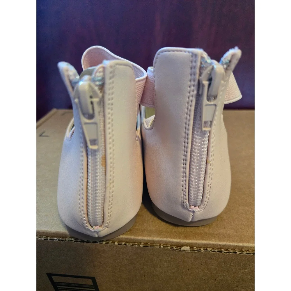 New Kids Light Pink Ballet‎ Flats with Ankle Strap and Zipper Size 2